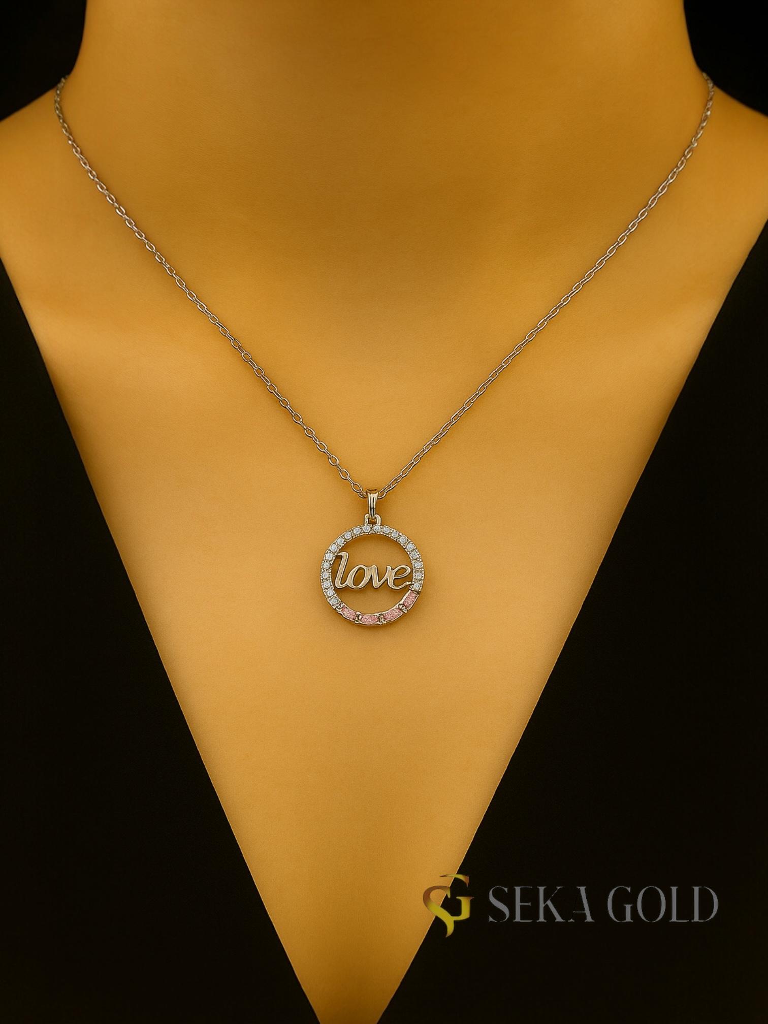 Zirkon Taşlı Love Kolye – 925 Ayar Gümüş